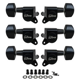 FretJoyB 18:1 Guitar Tuning Pegs 3x3 Standard Guitar Tuners Tuning Keys Replacement for Acoustic or Electric Guitars-Black(3 Right+3 Left)
