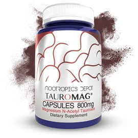 Nootropics Depot Tauromag Capsules | 800mg Magnesium N-Acetyl Taurinate | 30 Count