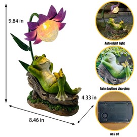 Solar Frog Garden Decor Outdoor Statue - Frogs Umbrella LED Waterproof Sculptures Lights, Patio Pathway Frog Figurine for Yard Decoration Lawn Ornament Gardening Gifts for Women Mom Grandma