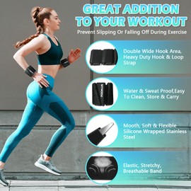 Pilates Wrist Ankle Weights Bangles 4 Lbs, Wearable Strong Fasteners Arm & Leg Weights for Women, Adjustable Weighted Bracelet for Walking, Yoga, Barre, Pool Exercises and Gym(2 Lbs Each)