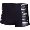 Aquarti Men's Swimming Trunks Short Sporty Stripes, 11307 Black/Grey, M