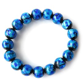 Gold Stone Luminous Firefly Glass Bracelet, 0.5 inches (12 mm), Blue, Type C, Dragonfly Ball, Okinawa, Inner Diameter: Approx. 8.3 inches (21 cm)