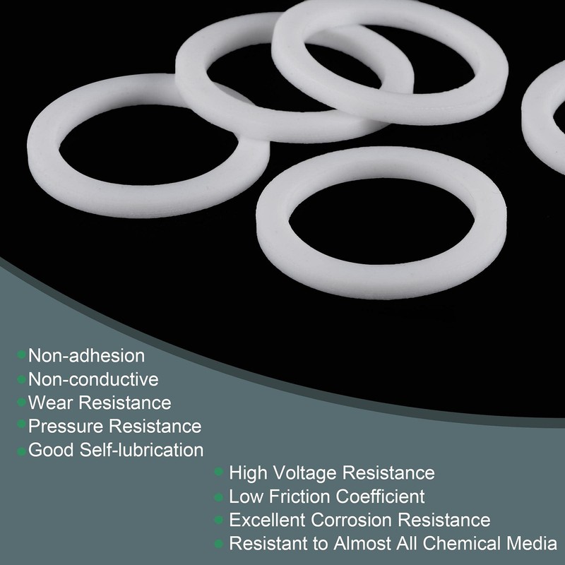 sourcing map PTFE Flat Washers 24mm OD 18mm ID 2mm