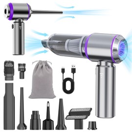 20000PA Portable Handheld Cordless Vacuum Cleaner & Air Duster, High Power with Brushless Motor, 3-Speed Modes, 6000mAh Battery , Washable HEPA filter for Car, Home, Office & Camping (6653P-PURPLE)