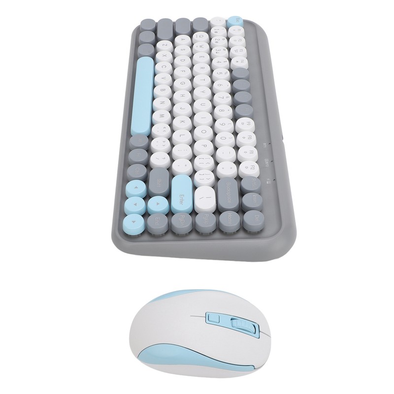 Wireless Keyboard and Mouse Combo 2.4G and Bluetooth Quiet Round