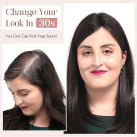 Hairro 100% Human Hair Topper without Bangs Middle Part/Side Part, Real Clip in Hair Hairpieces for Women, 3.94"x4.72" Silk Base for Thinning Hair/Hair Loss/High Hairline