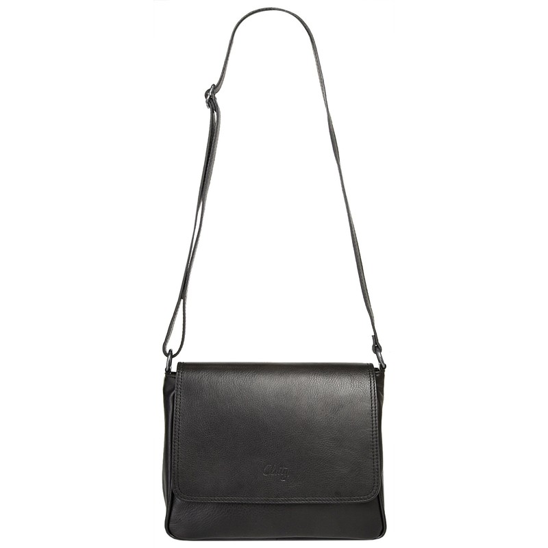 Cluty Women's Shoulder Bag Black Genuine Leather 019283, black