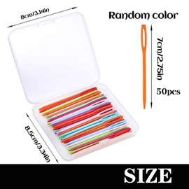 DOETYD 50 PCS Plastic Needles Blunt Hand Sewing Needles for Yarn, Large Eye Darning Needles for Knitting Tapestry Embroidery & Threading Wool, 7CM/2.76 Inch