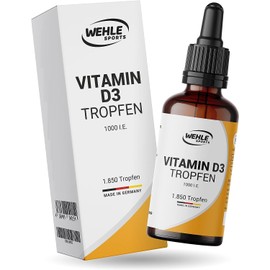 Vitamin D3 1000 i.e. Drops – 25 µg. in High Quality MCT Oil – Vitamin D3 (Cholecalciferol) 1350 Drops (50ml) Vitamin D with very high Organic Availability. Wehle Sports Made In Germany