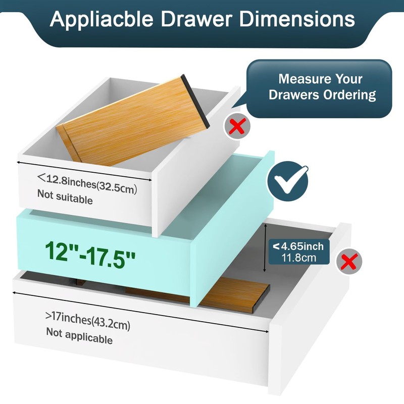 Lzerking Bamboo Drawer Dividers 4.65" High, Adjustable Dresser Drawer Organizers,