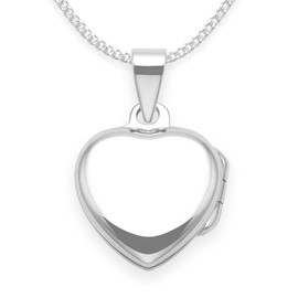 Heather Needham Silver 925 Sterling Silver Children's Heart Locket Necklace on 15 inch silver chain - SIZE: 13mm plus top. Gift boxed 8013/15/HNbox