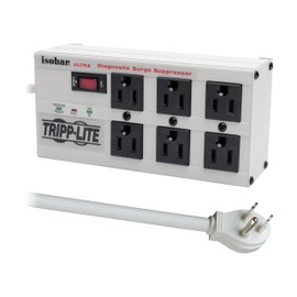 Tripp Lite ISOBAR6ULTRA Isobar 6 Outlet Heavy Duty Power Strip Surge Protector, 3330 Joules, 6ft Cord, Flat Plug, Metal Power Strip, Industrial Garage Work Shop Bench, Under Desk and Wall Mountable