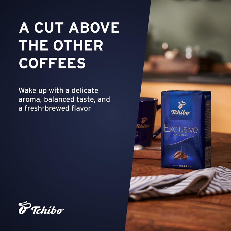 Tchibo Exclusive Coffee, Premium Ground, 8.8-Ounce Vacuum Packs (Pack of