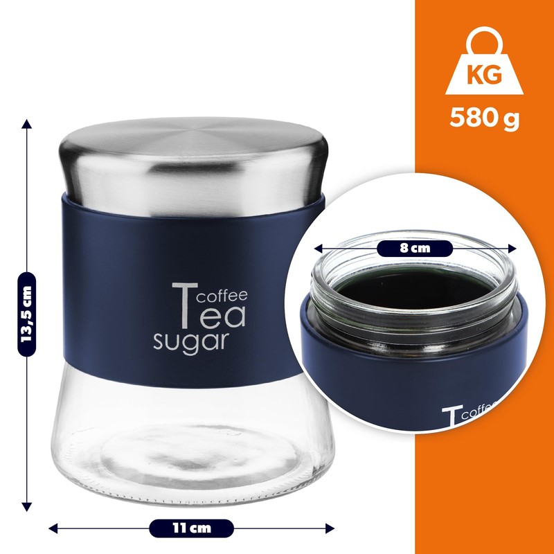 KADAX Glass Container, Container for Coffee, Leaf Tea, Coffee Containers,