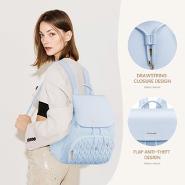 LOVEVOOK Rucksack Bag for Women Small Fashion Backpack for Ladies Lightweight Handbag School Bags for Girls Anti-theft Mini Cute Daypack for Uni Work Travel, Light Blue