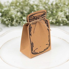 25 Natural Mini Mason Jar Shaped Paper Gift Boxes Jute Rope Ties Wedding Party Events Reception Home Decorations Supplies