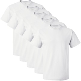 Fruit of the Loom Men's 5-Pack Crew Neck T-Shirt, White, Large