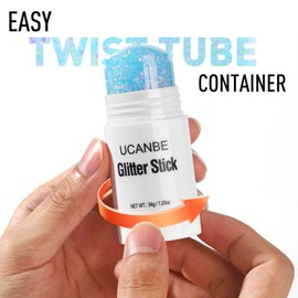 UCANBE Blue Body Glitter Stick for Singer Concerts Music Festivals, Face Glitter Makeup for Face Body Hair Eyes & Lips, Chunky Glitter Sparkling Mermaid Sequins for Women 1.2OZ