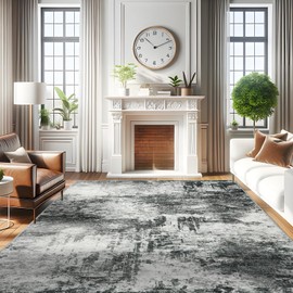 RUUGME Washable Abstract Rug 8X10： Living Room Large Vintage Area Rug Soft Indoor Low Pile Carpet for Bedroom, Dining Room Non-Slip Backing Stain Resistant Decor Machine Washable Mat 8X10 blackA