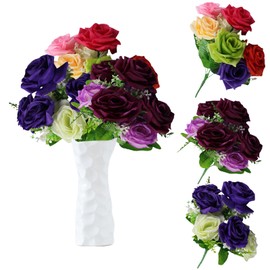 astylishome Artificial Flower Bouquets Faux Roses 21 Bunches Rose Fake Flowers for Wedding Party Table Centerpieces Floral Arrangement Home Kitchen Decor 1919