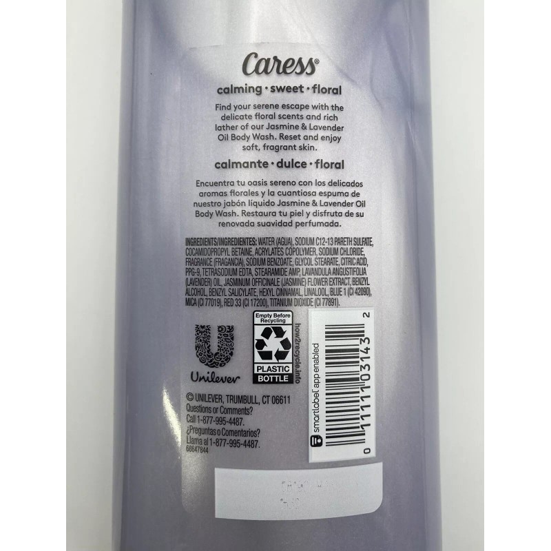 Caress Jasmine & Lavender Oil Floral Essence Body Wash 18oz.