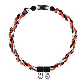 SUPBOMM Baseball Rope Necklaces, League Team Colors Braided Necklace with Number Pendant, Baseball Team Gifts, Orioles, No. 35