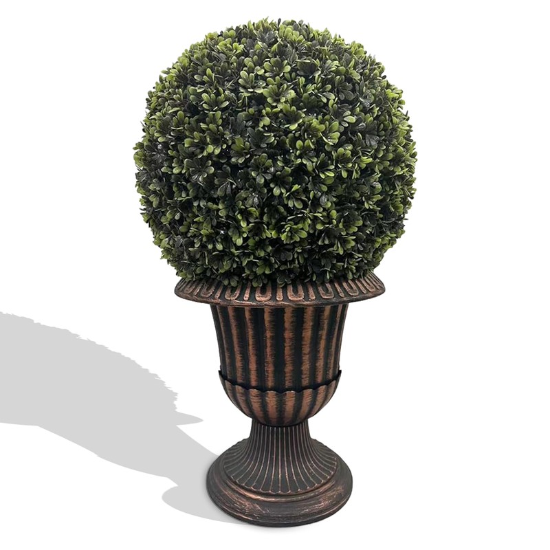 Dithoko 32" Ball Topiary in Brown Pedestal Pot, Artificial Faux