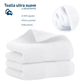 Bluelander Toalla De Mano 70*40 Cm 100% Algodón Absorbente 1 Pz Color Blanco toalla mano