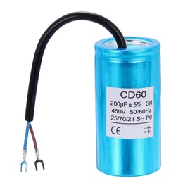 sourcing map CD60 Capacitor, 450V 200uF CD60 Motor Start Capacitor with 2 Wiring Fork Terminal for Electric Motor Starting, Air Compressor