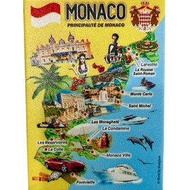 Monaco Graphic Map and Attractions Souvenir Fridge Magnet 2.5" X 3.5"