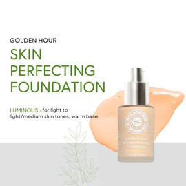 Honeybee Gardens Golden Hour Foundation In Luminous, Lightly Warm Neutral, Skin-Perfecting, Luminous Finish, Vegan, 34.5ml