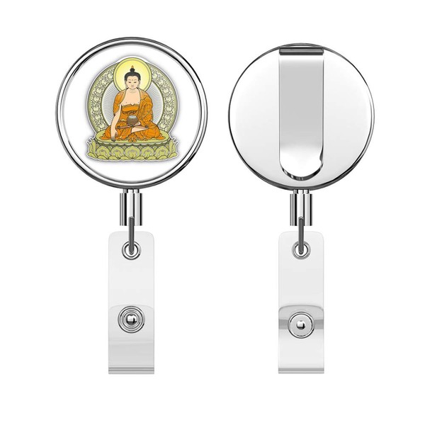 Gautama Buddha Round ID Badge Key Card Tag Holder Badge