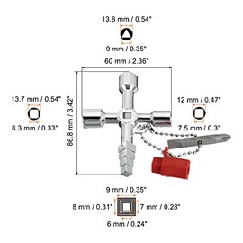PATIKIL 4 Vías Transversal Llave Broca, 3 Paquete Zinc Aleación Multi-Funcional Universal Apertura Llave para Agua Gas Medidor Caja Fontaneros Electricidad Gabinete Válvula, Plateado