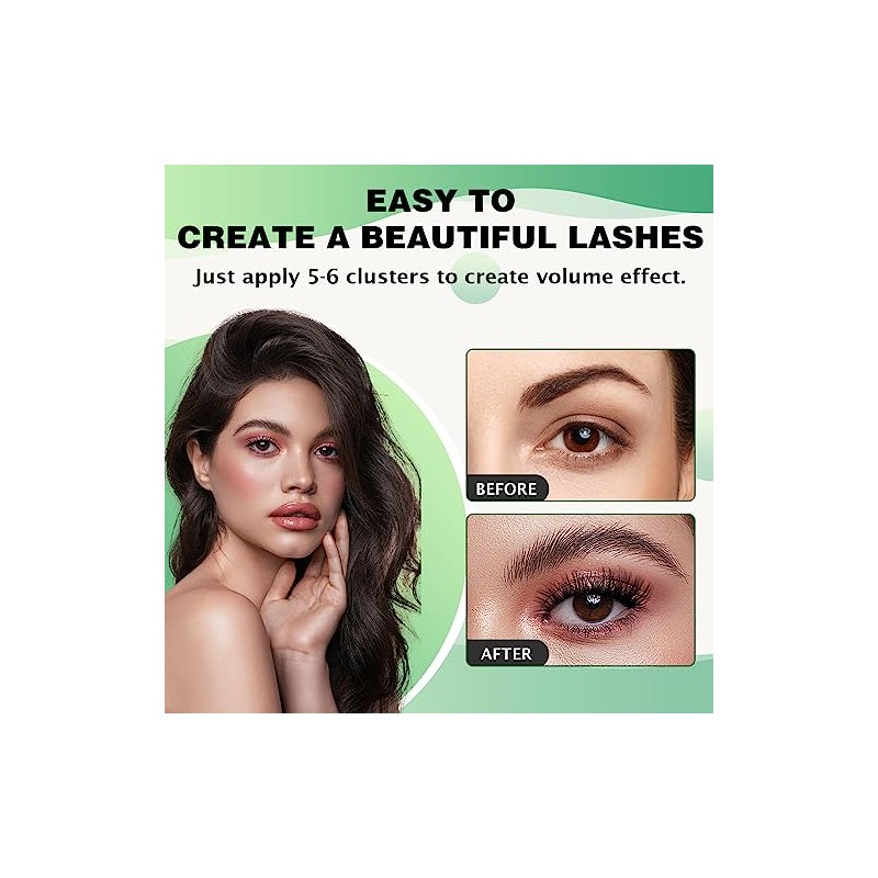 KEYYOU Lash Clusters,96 Pcs Cluster Lashes D Curl 10-18MIX DIY