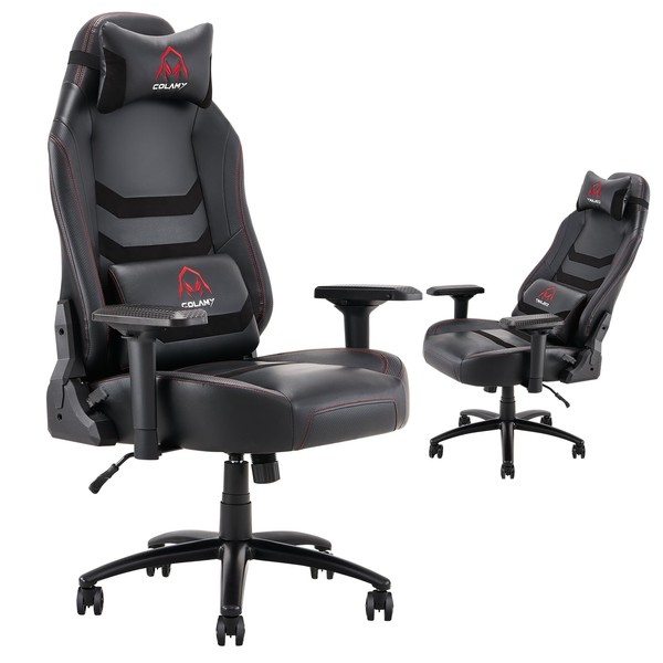 COLAMY Big and Tall Gaming Chair 400lbs-Racing Style Computer Gamer Chair,Ergonomic Office PC Chair with Thick Seat, Reclining Back, 4D Armrest for Adult Teens, 91311-Black