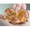 2 BOULDERS 35mm Firefly Marbles Glass Clear Orange/Yellow/White Huge