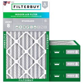 Filterbuy 8x24x4 Air Filter MERV 8 (MPR 700) Dust Defense Replacement (4-Pack), Electrostatic Pleated HVAC AC Furnace Filters, Made in USA (Actual Size: 8.00 x 24.00 x 3.63)