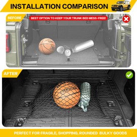 JTYZSM Cargo Mat & Trunk Net for 2018-2024 Jeep Wrangler JL Unlimited 4X4 Trunk Liners with Cargo Net All Weather Anti-Slip Rear Mesh Cargo Net for 18-24 Wrangler JL 4X4 4 Door Accessories