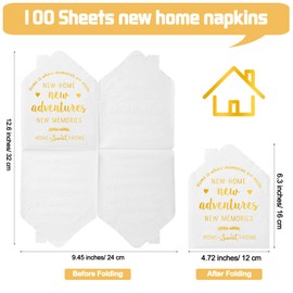Vesici 100 Pcs Housewarming Party Decorations Napkins for New Home 3-Ply Paper Napkin in White and Gold Foil Sweet Home Gift for Housewarming Party Favors Open House Real Estate Gifts