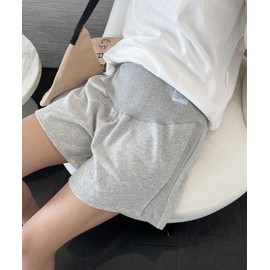 Aimoha Women's Maternity Shorts, Half Pants, Thin, Showpan, Adjuster, Plain, Pajamas, Room Pants, Wide, gray (light gray)