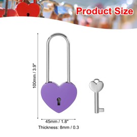 PATIKIL 3.9 Inch Love Locks Heart Padlock with Key Set, Single Heart Couple Wishing Lock Love Padlock for Lover Bridge Anniversary Diary Book Card Box, Purple