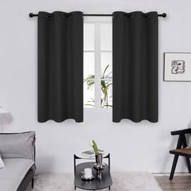 Deconovo Deconovo Blackout Curtains Eyelet, Super Soft Thermal Insulated Noise Redudcing Bedroom Curtains for Living Room, 38 x 63 Inch, Black, 2 Panels