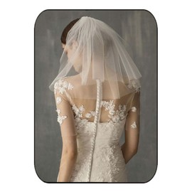 Unsutuo 2 Tiers Bride Wedding Veil Bachelorette Party Veil Short Fingertip Bridal Tulle Veil with Comb for Women and Girls (Ivory)