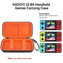 Elonbo Carrying Case for KAVOYI/TEBIYOU/Beico 32 Bit Handheld Games, Portable Arcade Gaming Player Travel Storage Cover, Electronic Video Games Toy Organizer Holder Bag, Black+Inside Orange