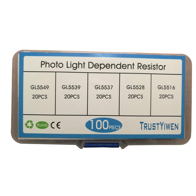 100PCS 5mm Photoresistor Photo Light Sensitive Resistor Assortment Kit (GL5516