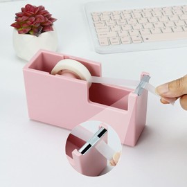 Desktop Tape Dispenser 1 Inch Core Acrylic Tape Dispensers, Non-Skid Base, Aesthetic Pink Color, Office Desk Accessories (Pink)