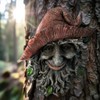 Abia Jaeia Tree Face Sculpture, Funny Red Cap Old Man