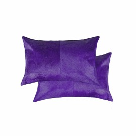 Homeroots 12 X 20 Purple Cowhide Throw Pillow