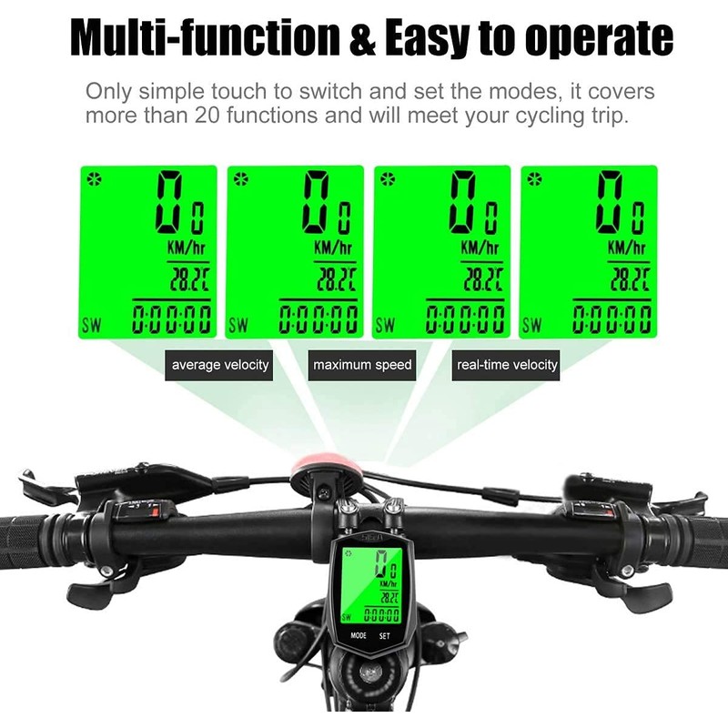 SEISSO Bike Computer Speedometer, Wireless Waterproof Cycling Odometer, Smart Sensor,