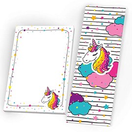 JuNa-Experten Party Bags Children's Birthday 12 Bookmarks + 12 Mini Notepads Unicorn / Guest Gift for Birthday Children Girls Giveaways Animals